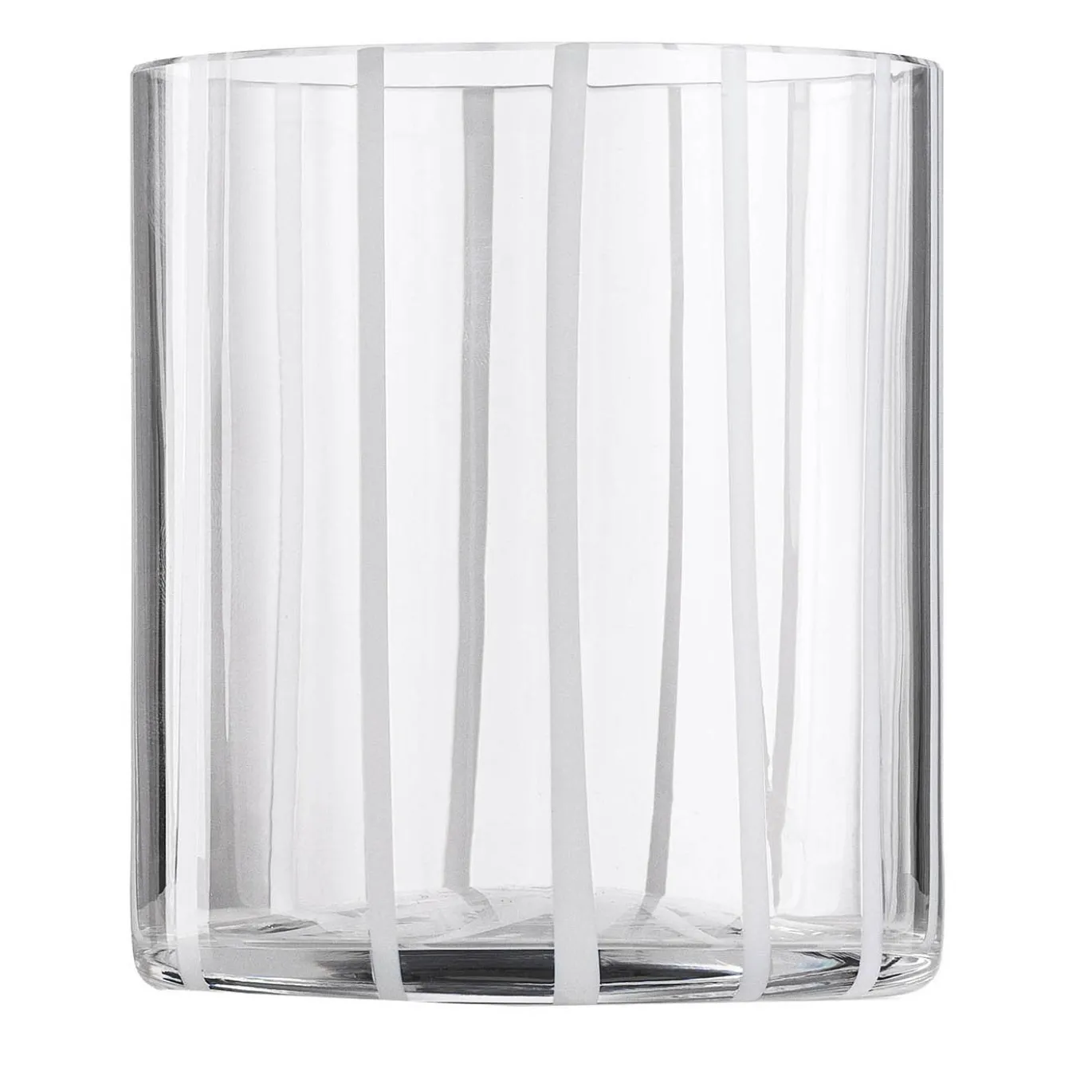Set di 6 bicchieri tumbler Cyrcus in vetro di Murano bianco e trasparente a righe
