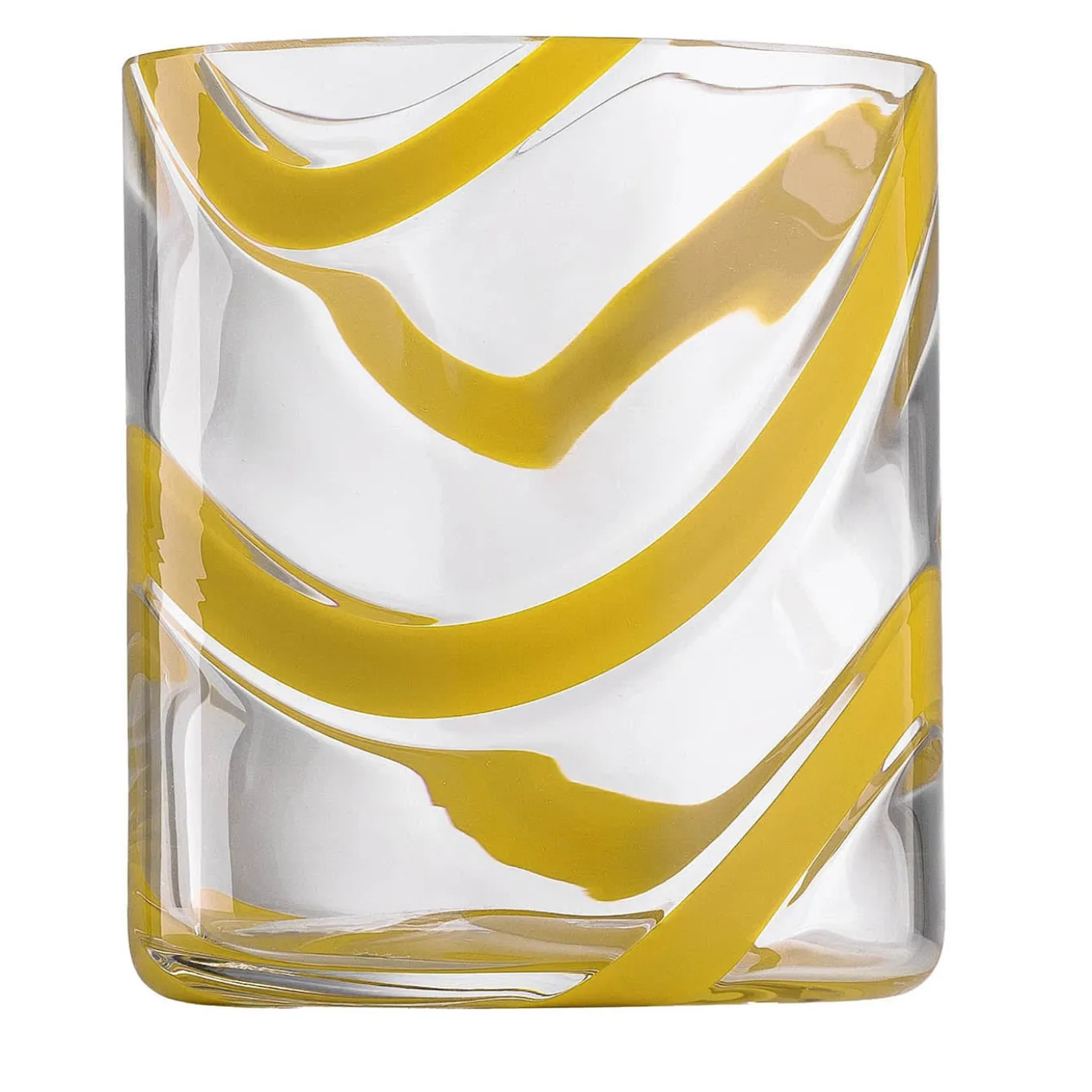 Set di 6 bicchieri tumbler Cyrcus Esse in vetro di Murano giallo e trasparente