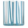 Set di 6 bicchieri tumbler Cyrcus in vetro di Murano rigato azzurro chiaro e trasparente