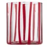 Set di 6 bicchieri tumbler Cyrcus in vetro di Murano rigato rosso e trasparente