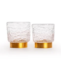 Set di 2 bicchieri Vera Acqua con anello dorato