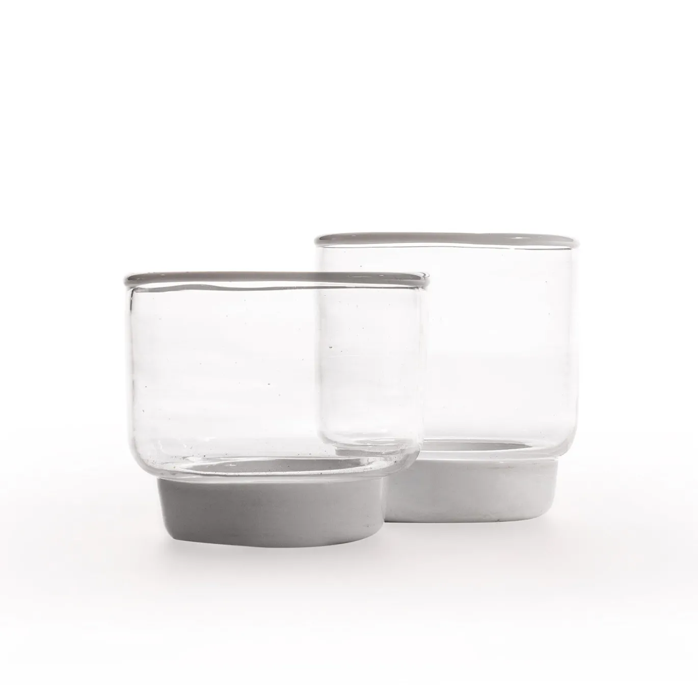 Set di 2 bicchieri Vera Whiskey con bordo bianco