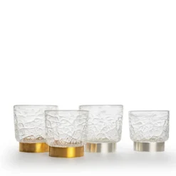 Set di 2 bicchieri Vera Whiskey con anello dorato