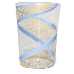 Set di 6 Bicchieri Vortex in Oro Puro/Azzurro Pallido