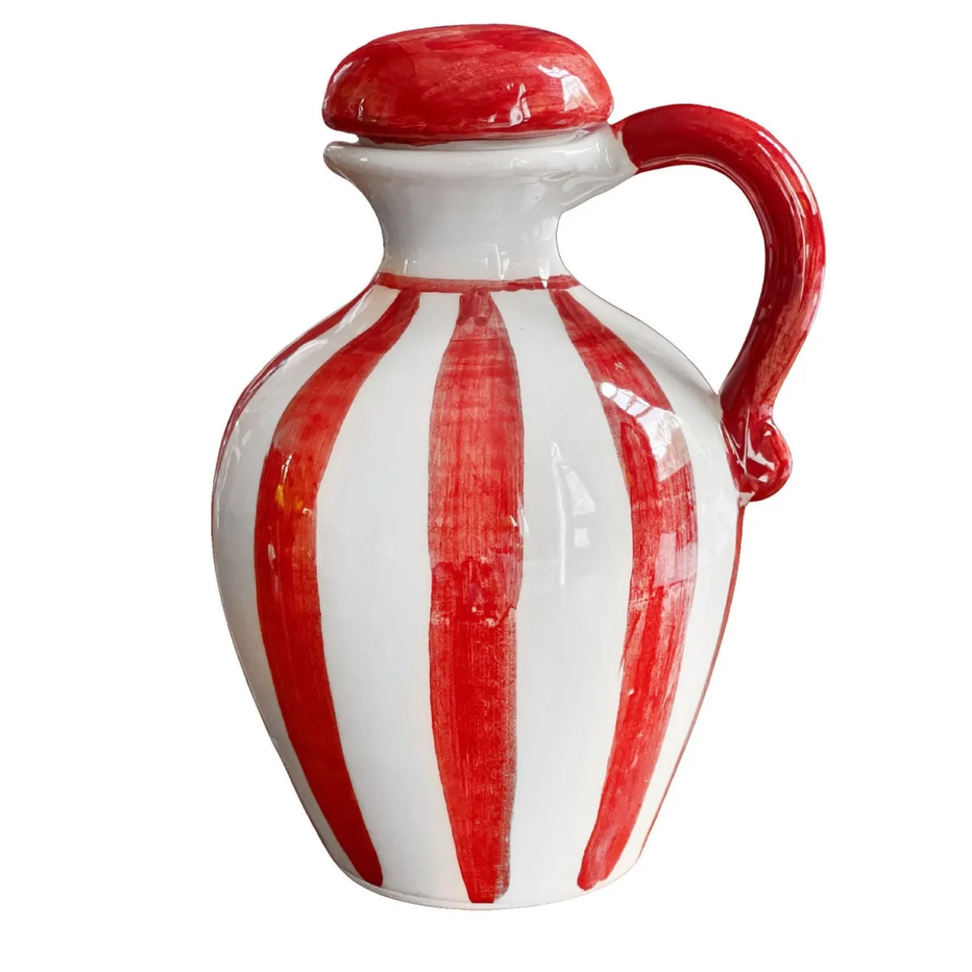 Set di bottiglie di olio e aceto in ceramica rossa
