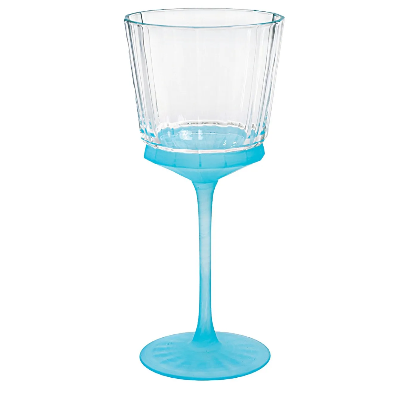 Set di 6 calici da acqua Velvet trasparenti con base azzurra satinata