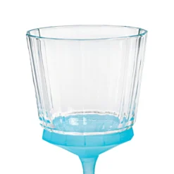 Set di 6 calici da acqua Velvet trasparenti con base azzurra satinata