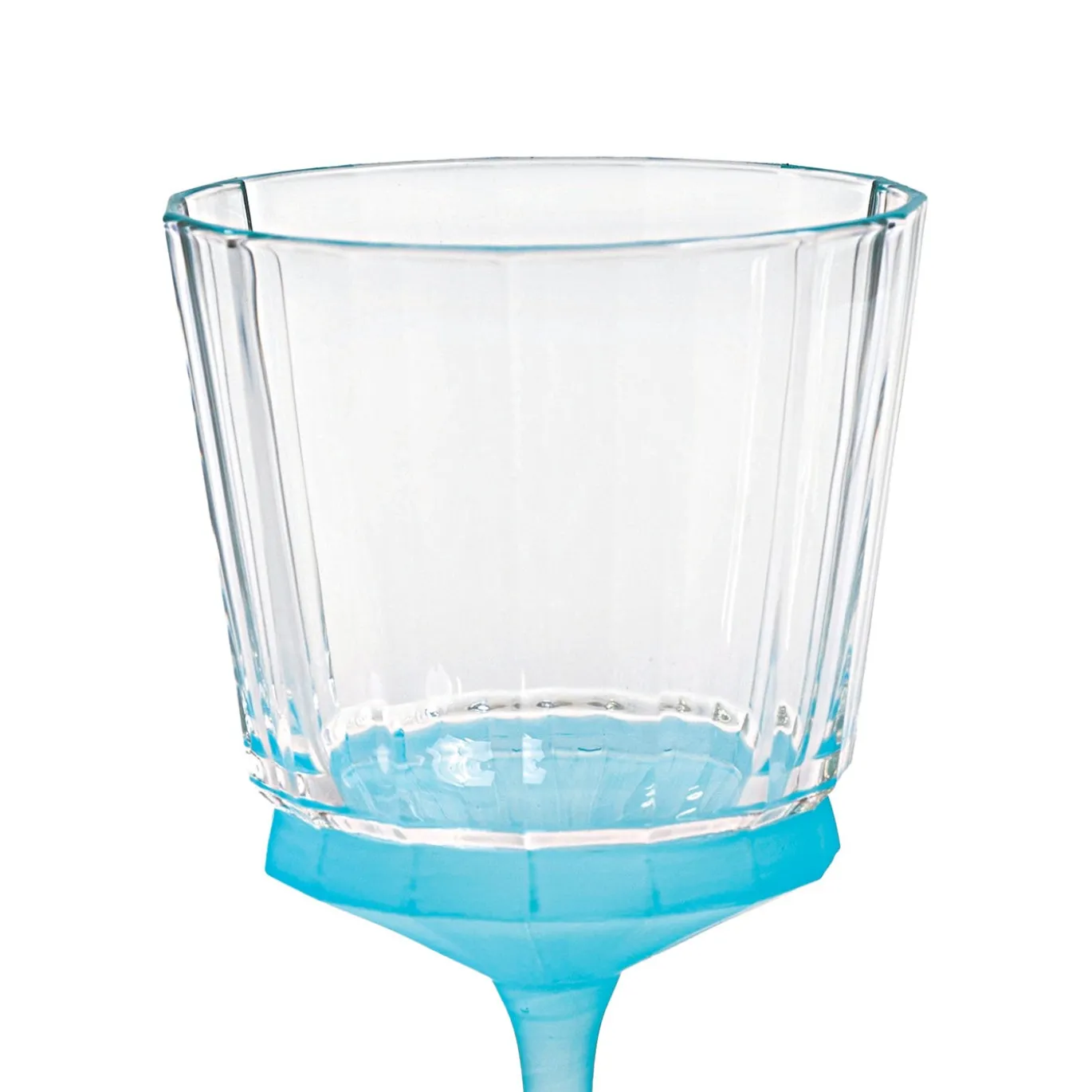 Set di 6 calici da acqua Velvet trasparenti con base azzurra satinata