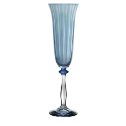 Set di 6 calici da champagne in vetro soffiato blu Primula