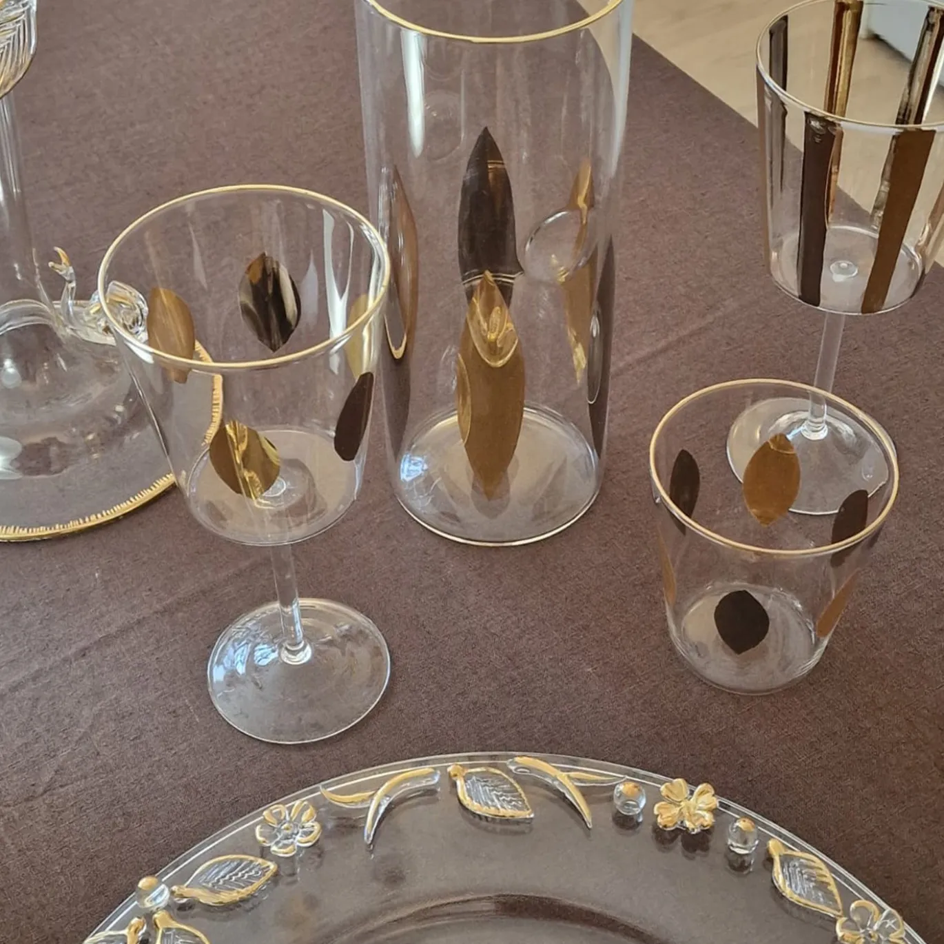 Set di 4 calici da vino Circus in oro e platino