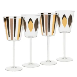 Set di 4 calici da vino Circus in oro e platino