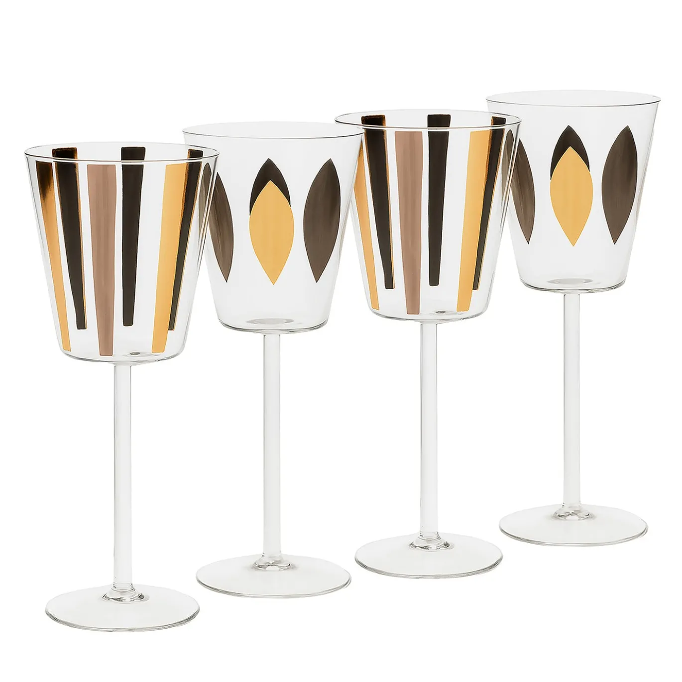 Set di 4 calici da vino Circus in oro e platino