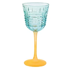 Set di 6 Calici da Vino Londra Aquamarina con base satinata arancione