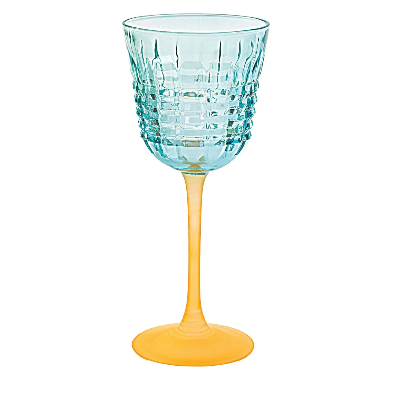 Set di 6 Calici da Vino Londra Aquamarina con base satinata arancione