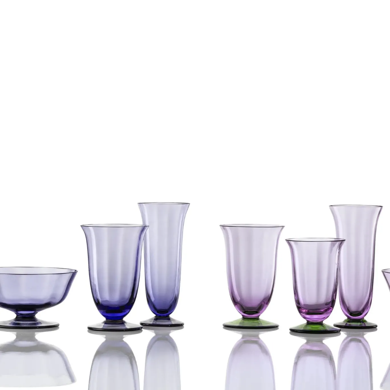 Set di 6 calici di vino twisted in Pesco Verde e viola