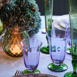 Set di 6 calici di vino twisted in Pesco Verde e viola
