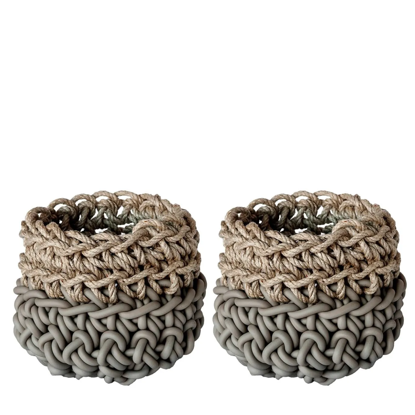 Set di 2 Canapa Gray Basket #3 di Rosanna Contadini