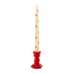 Set di 2 candele a cuore rosse con portacandele