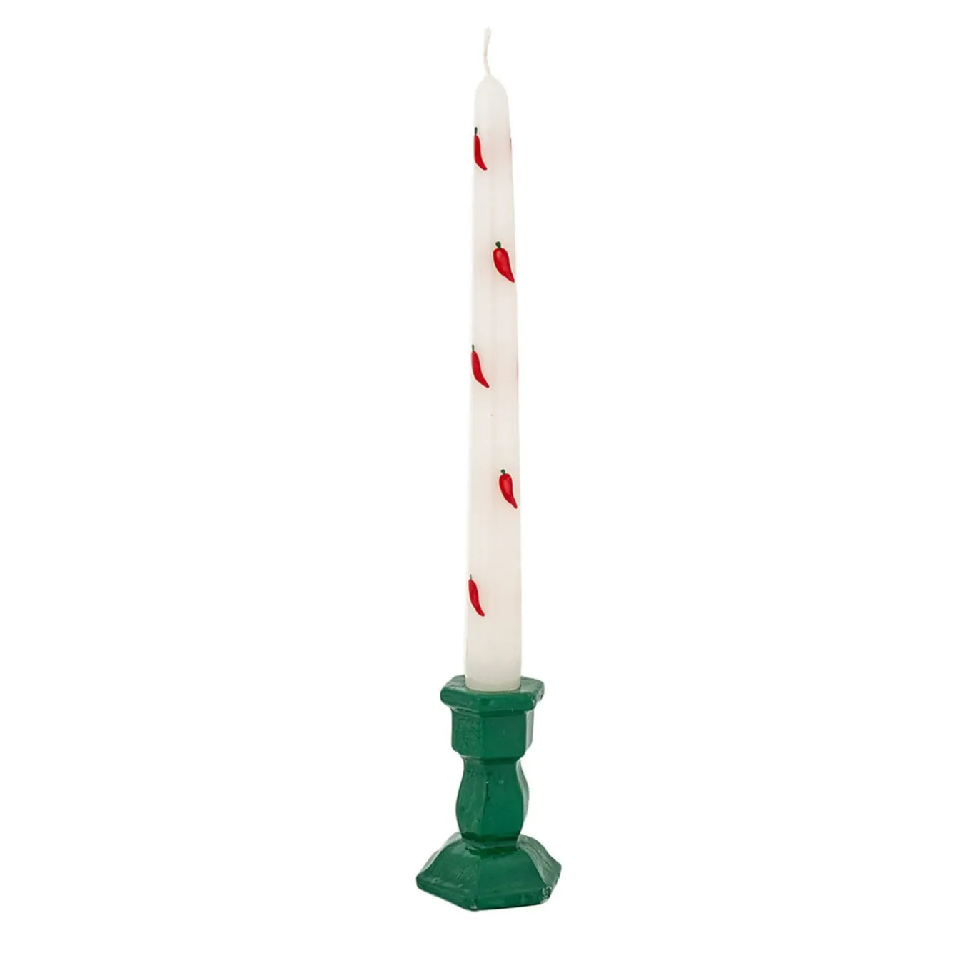 Set di 2 candele ai peperoni verdi con portacandele