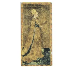 Set di 2 Carta dei Tarocchi La Regina di Denari in Vetro di Murano Dorato