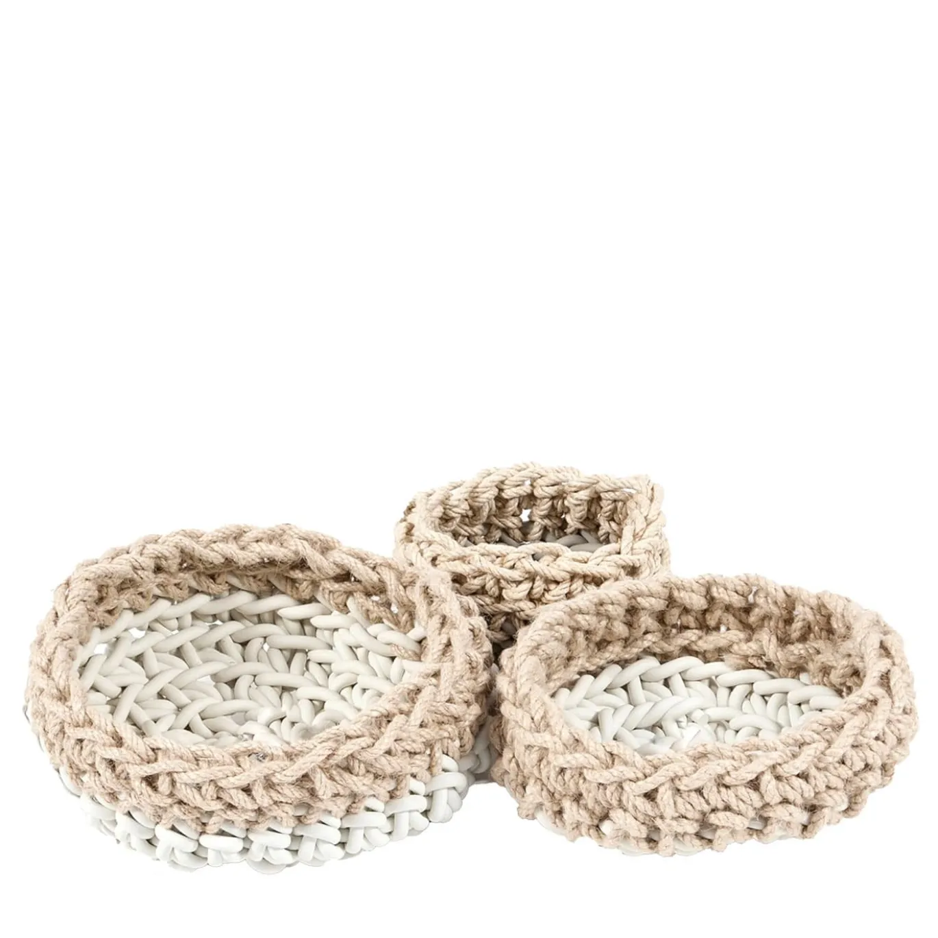 Set di 3 cestini bianchi Canapa di Rosanna Contadini