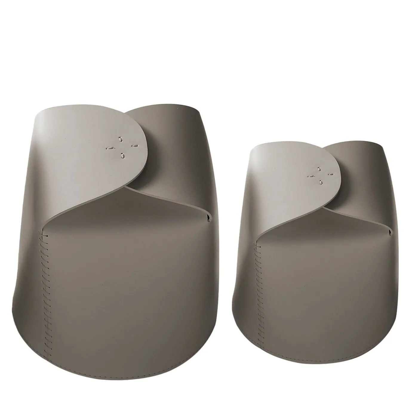 Set di 2 cestini Bloom in pelle grigia di Viola Tonucci