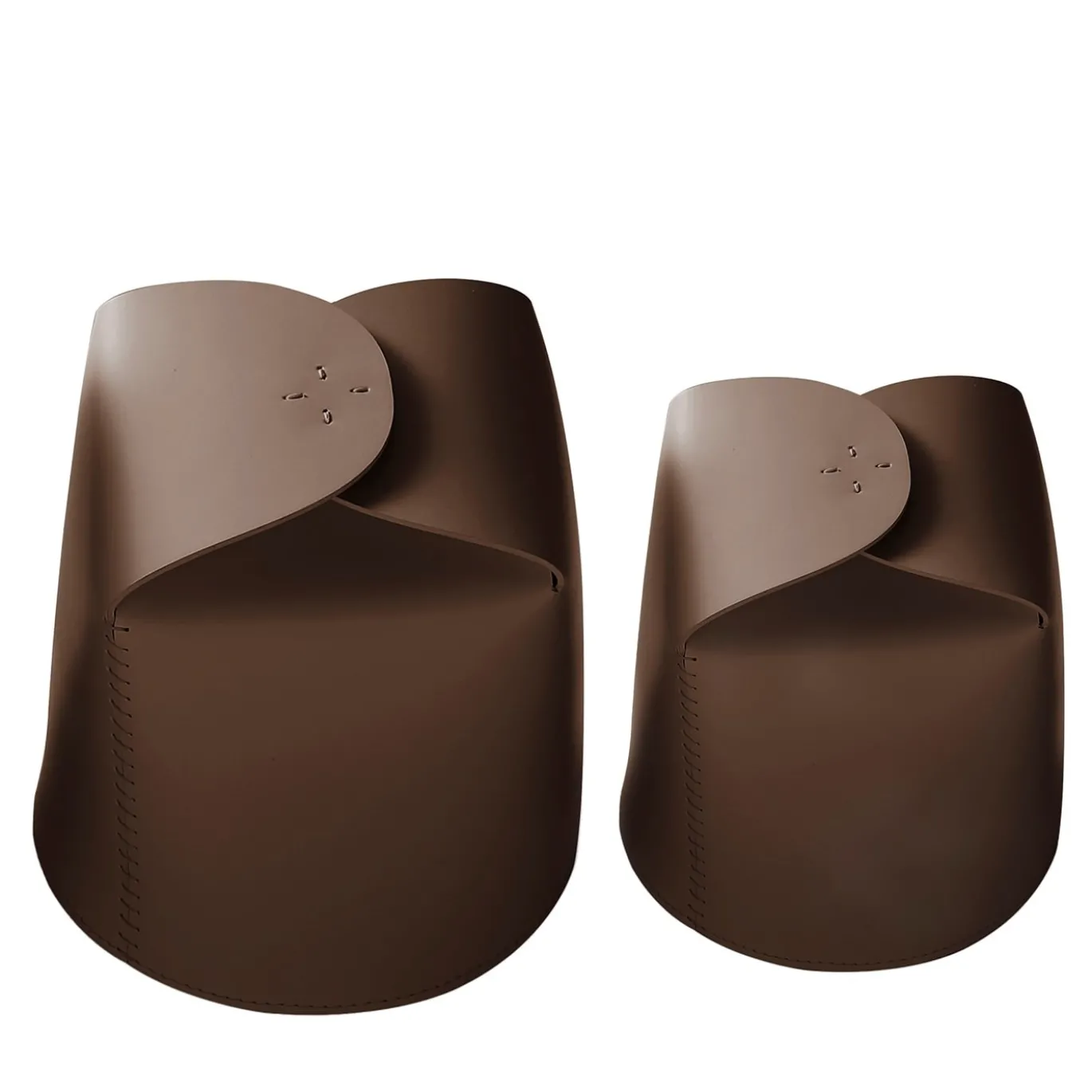 Set di 2 cestini Bloom in pelle marrone di Viola Tonucci