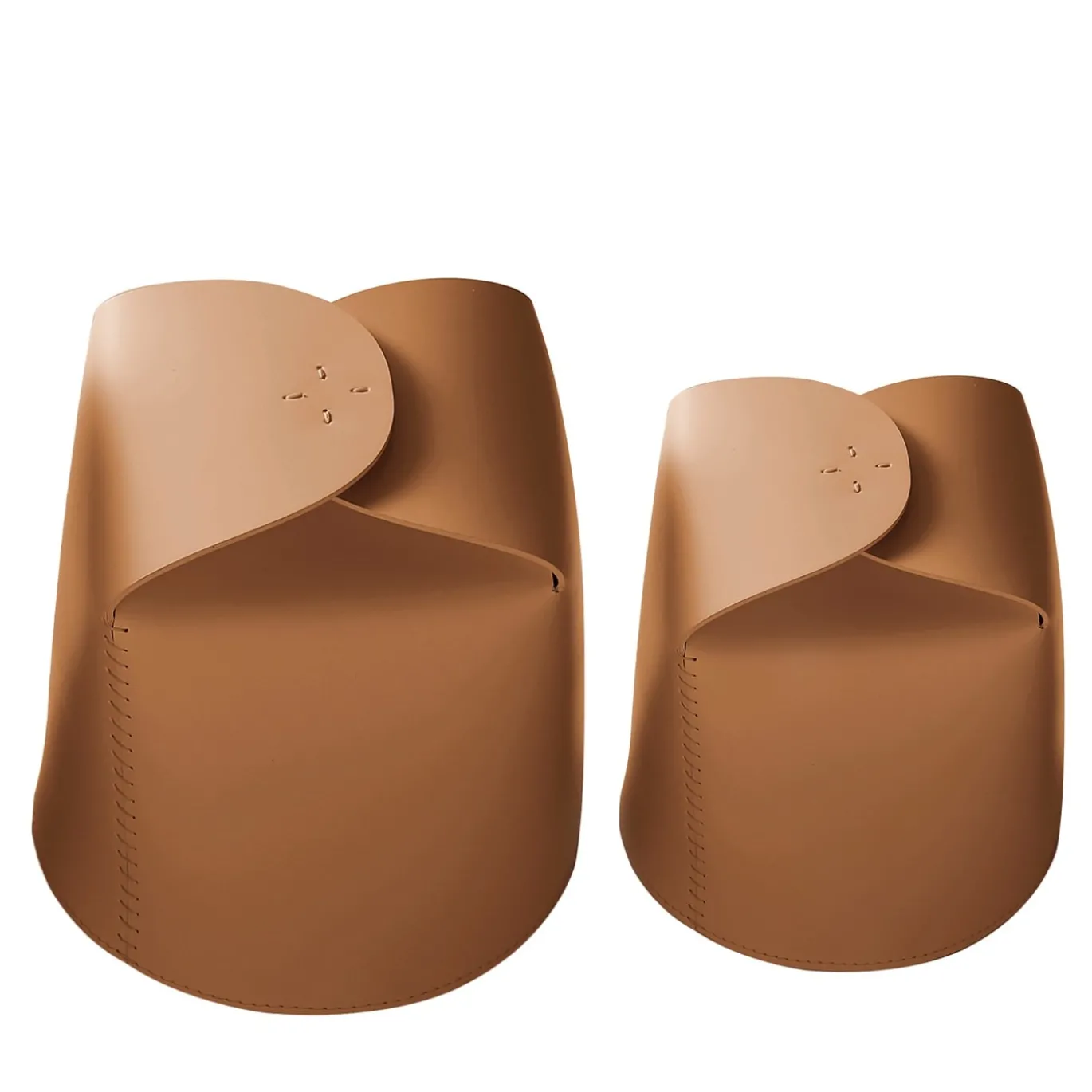 Set di 2 cestini Bloom in pelle marrone chiaro di Viola Tonucci