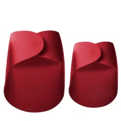 Set di 2 cestini Bloom in pelle rossa di Viola Tonucci