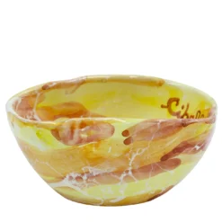 Set di 4 ciotole in ceramica con motivo in marmo giallo per gelato