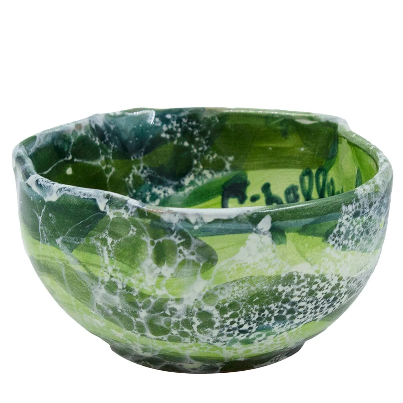 Set di 4 ciotole in ceramica con motivo in marmo verde Pinzimonio