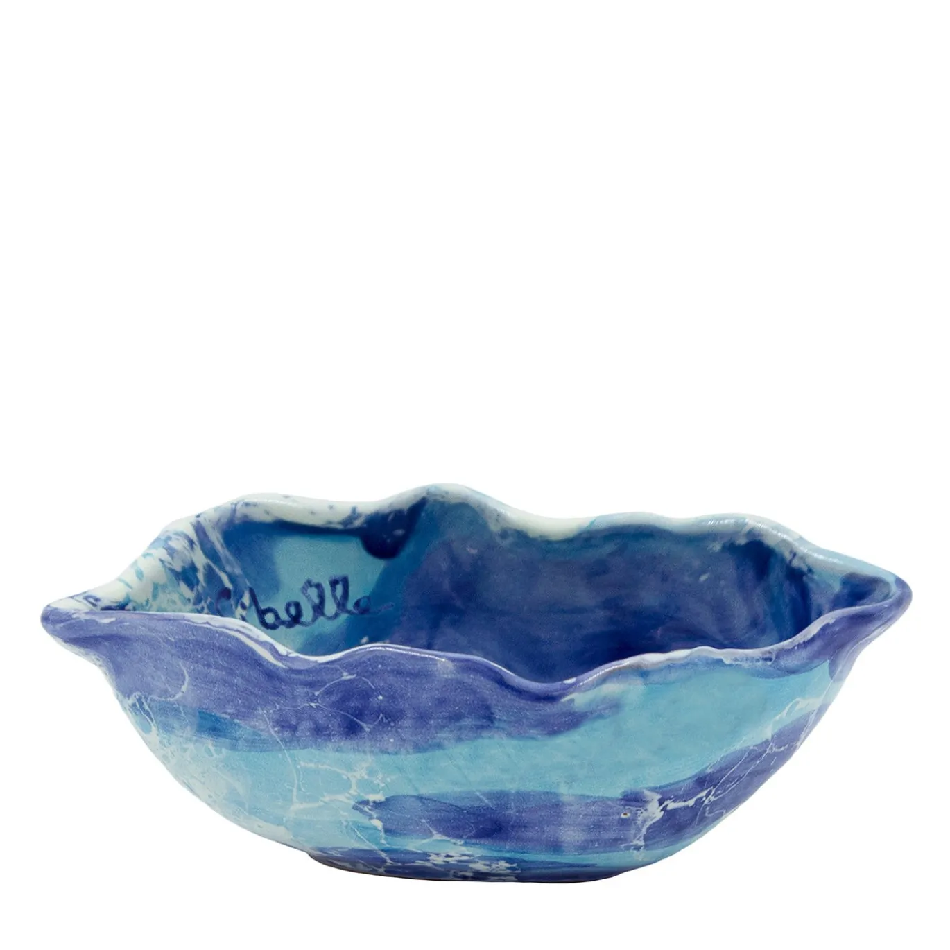 Set di 4 ciotole in ceramica per insalata di frutta con motivo in marmo blu