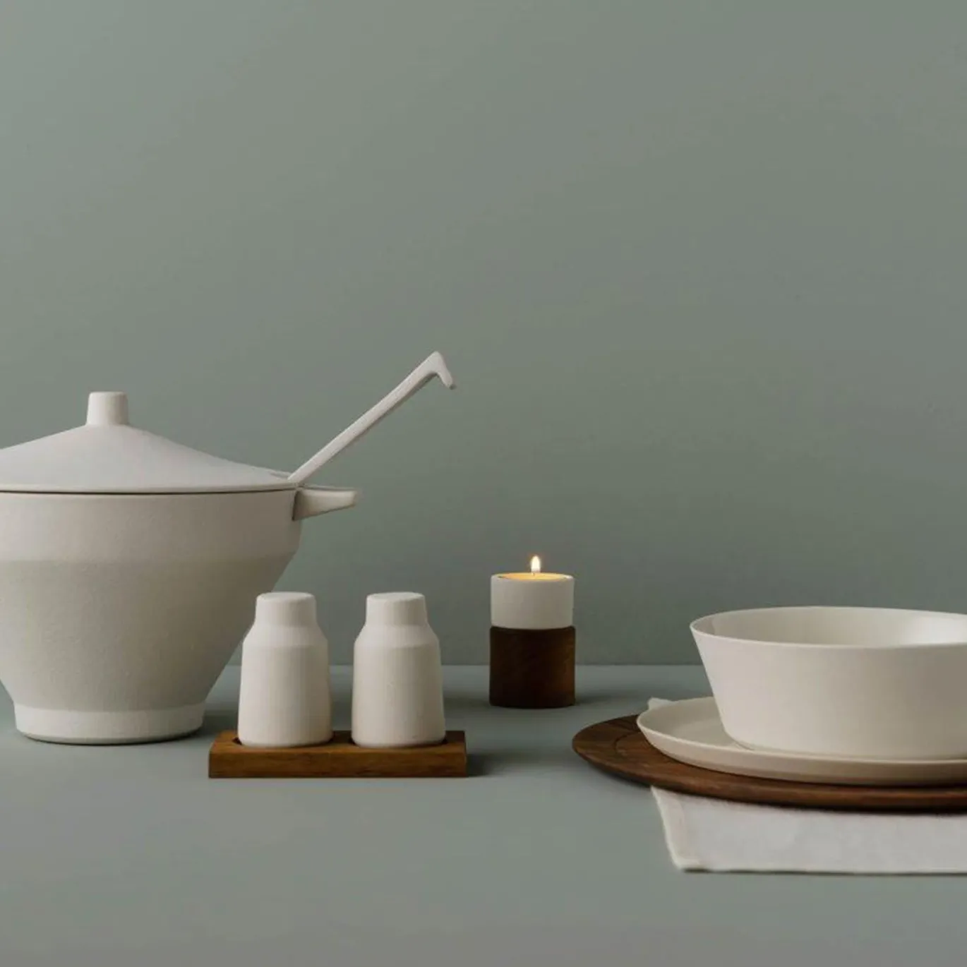 Set di 6 ciotole per zuppa in ceramica bianca