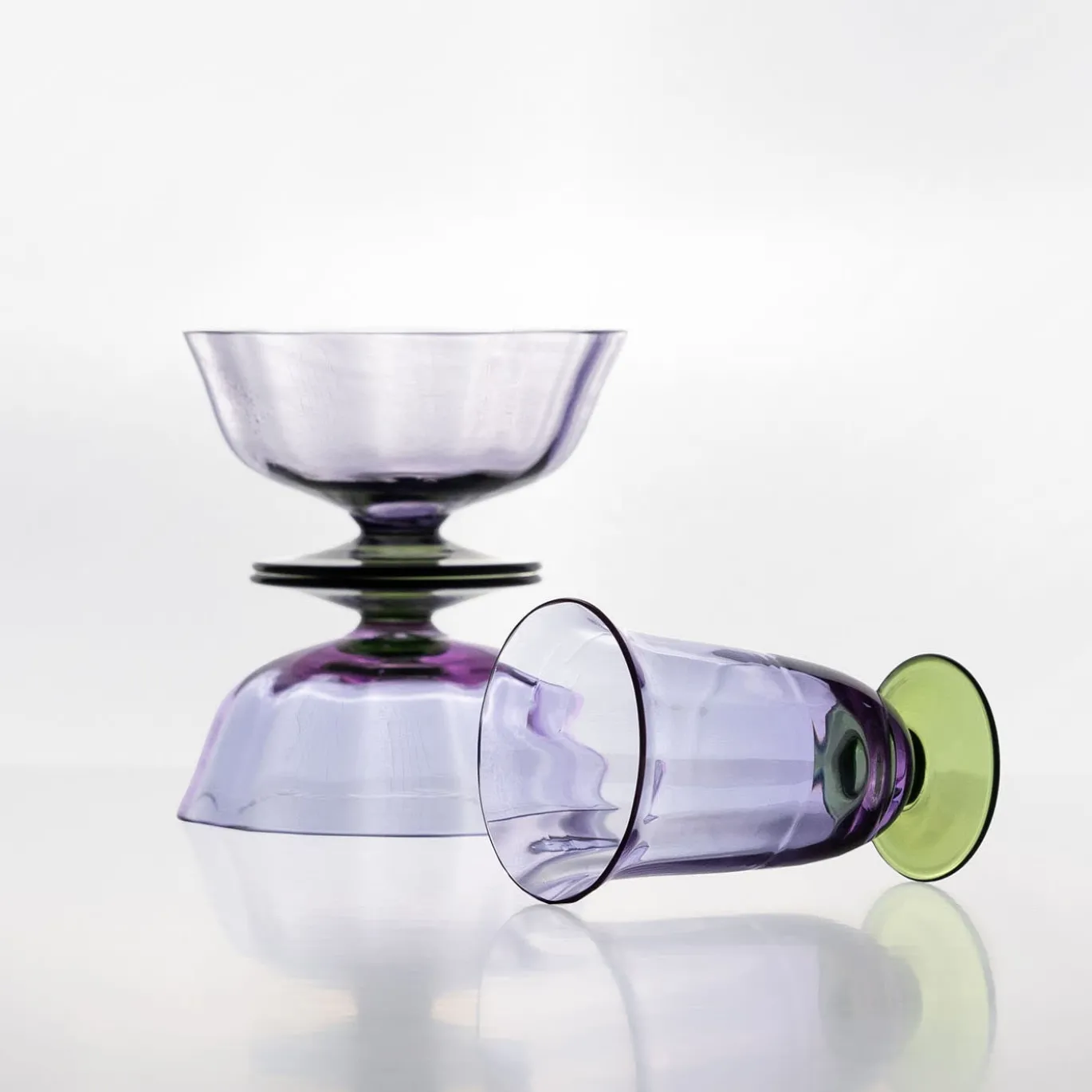 Set di 6 coppe da dessert in vetro Glicine Purple Twisted