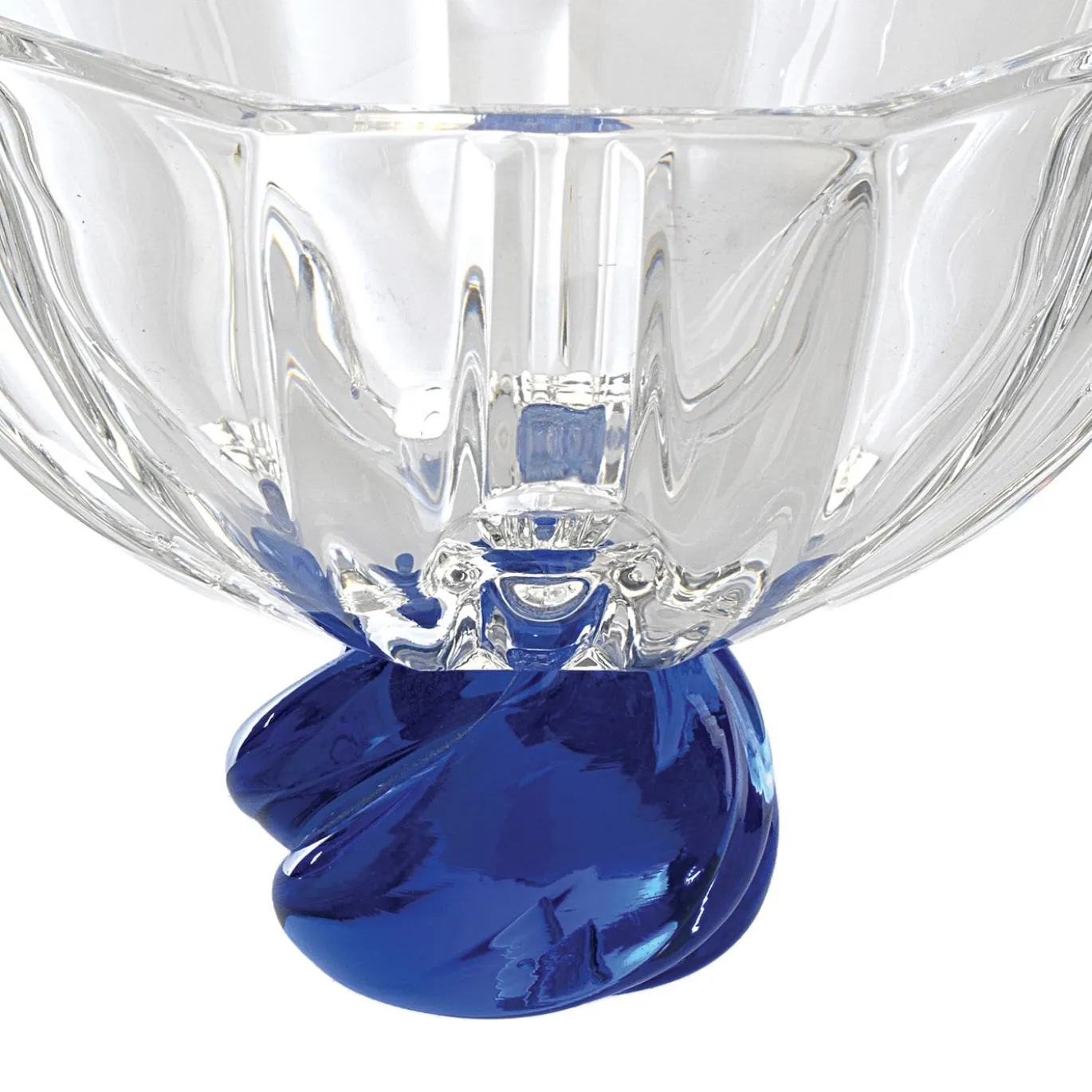 Set di 2 coppette Milano in vetro trasparente con base in vetro blu