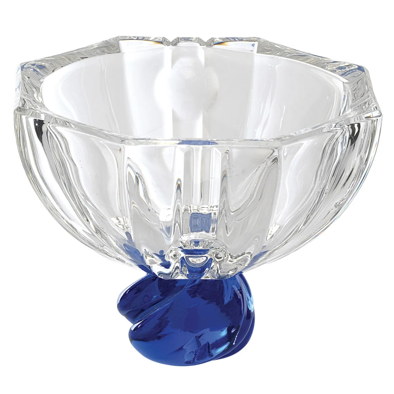 Set di 2 coppette Milano in vetro trasparente con base in vetro blu