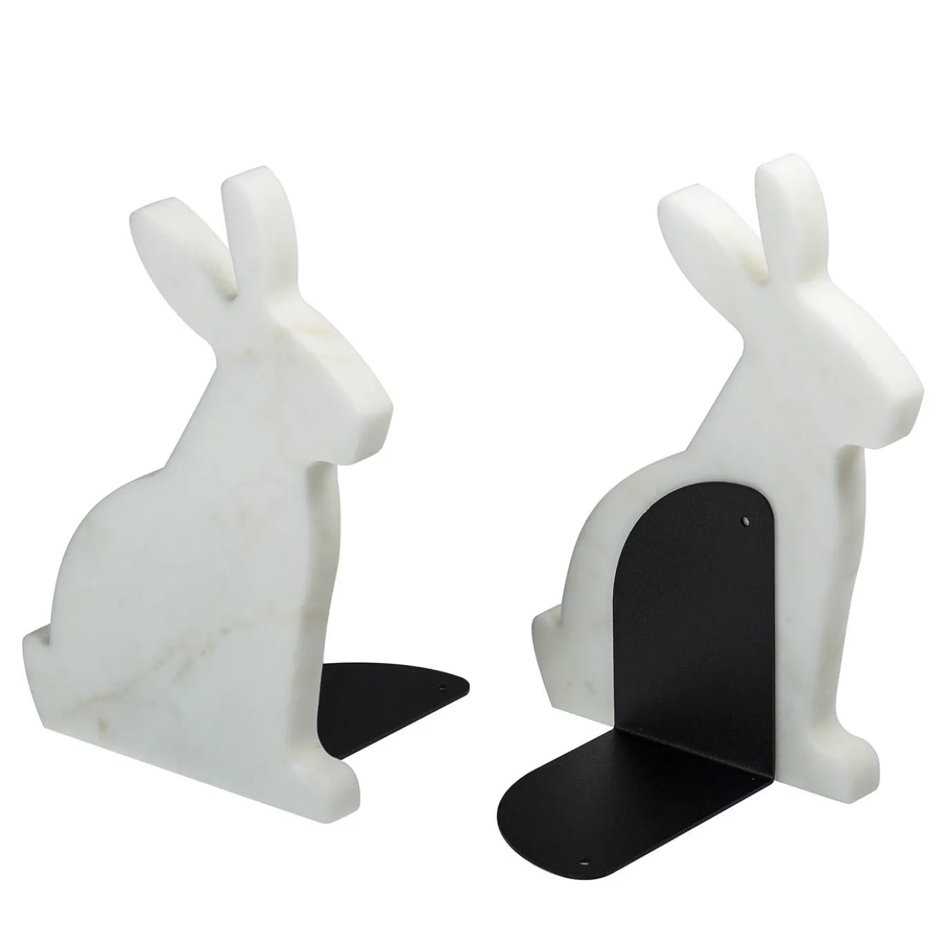 Set di 2 fermalibri Bunny in bianco di Carrara di Alessandra Grasso