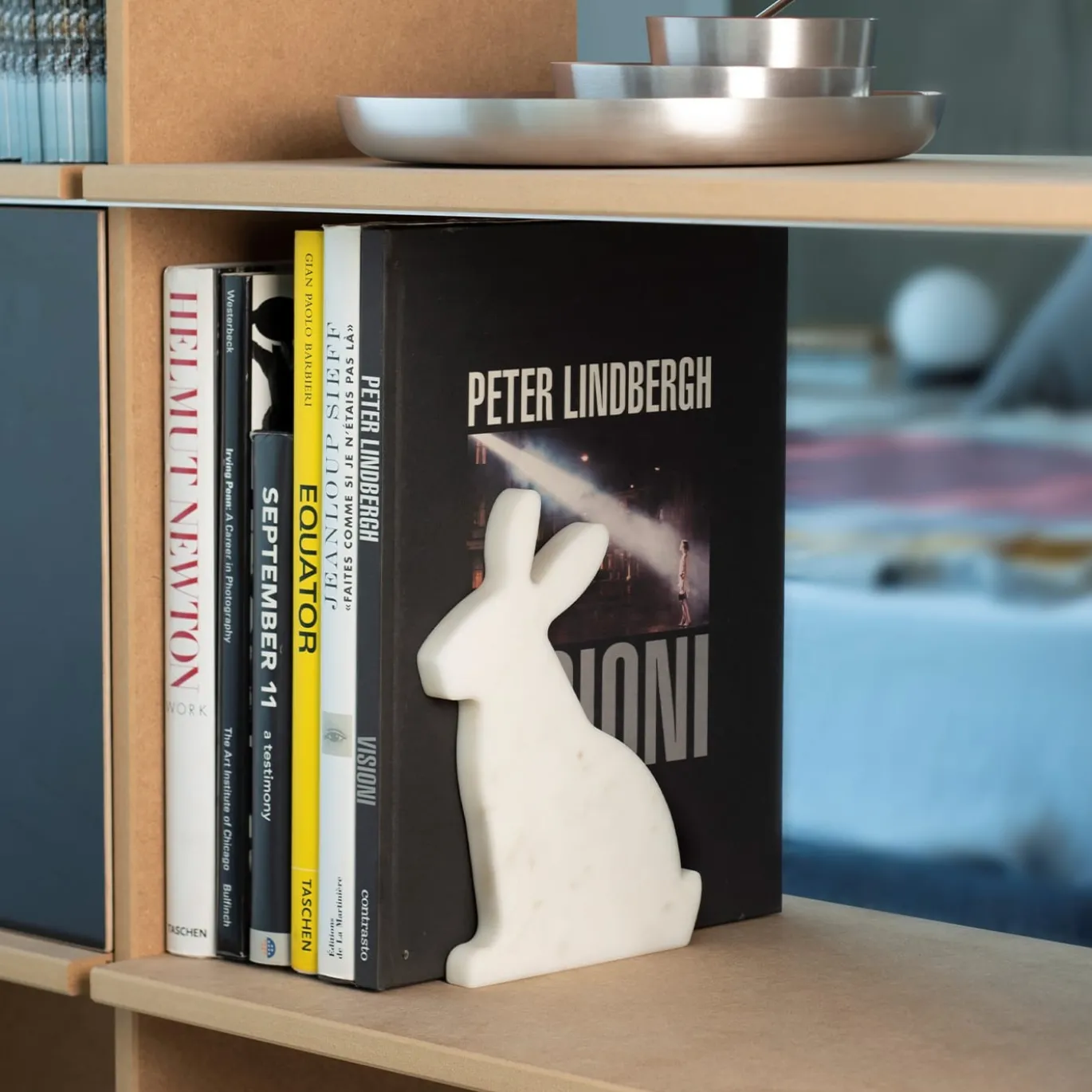 Set di 2 fermalibri Bunny in bianco di Carrara di Alessandra Grasso