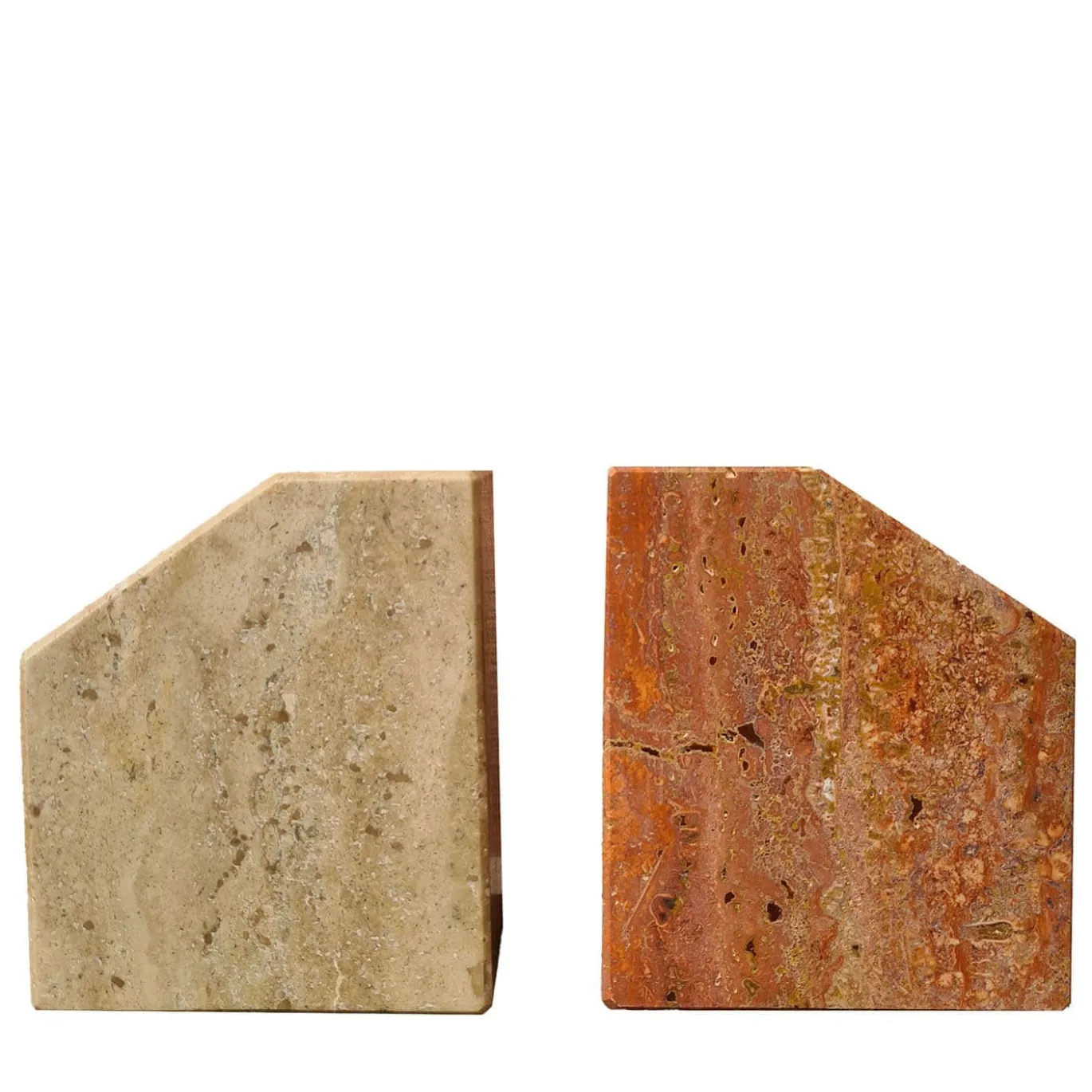 Set di 2 Fermalibri D-ENDS in Travertino Romano e Persiano