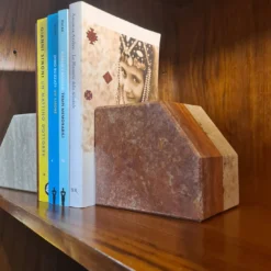 Set di 2 Fermalibri D-ENDS in Travertino Romano e Persiano