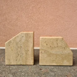 Set di 2 Fermalibri D-ENDS in Travertino Romano e Persiano