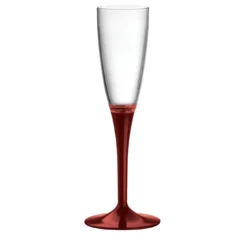Set di 6 flûte da champagne con stelo rosso granato