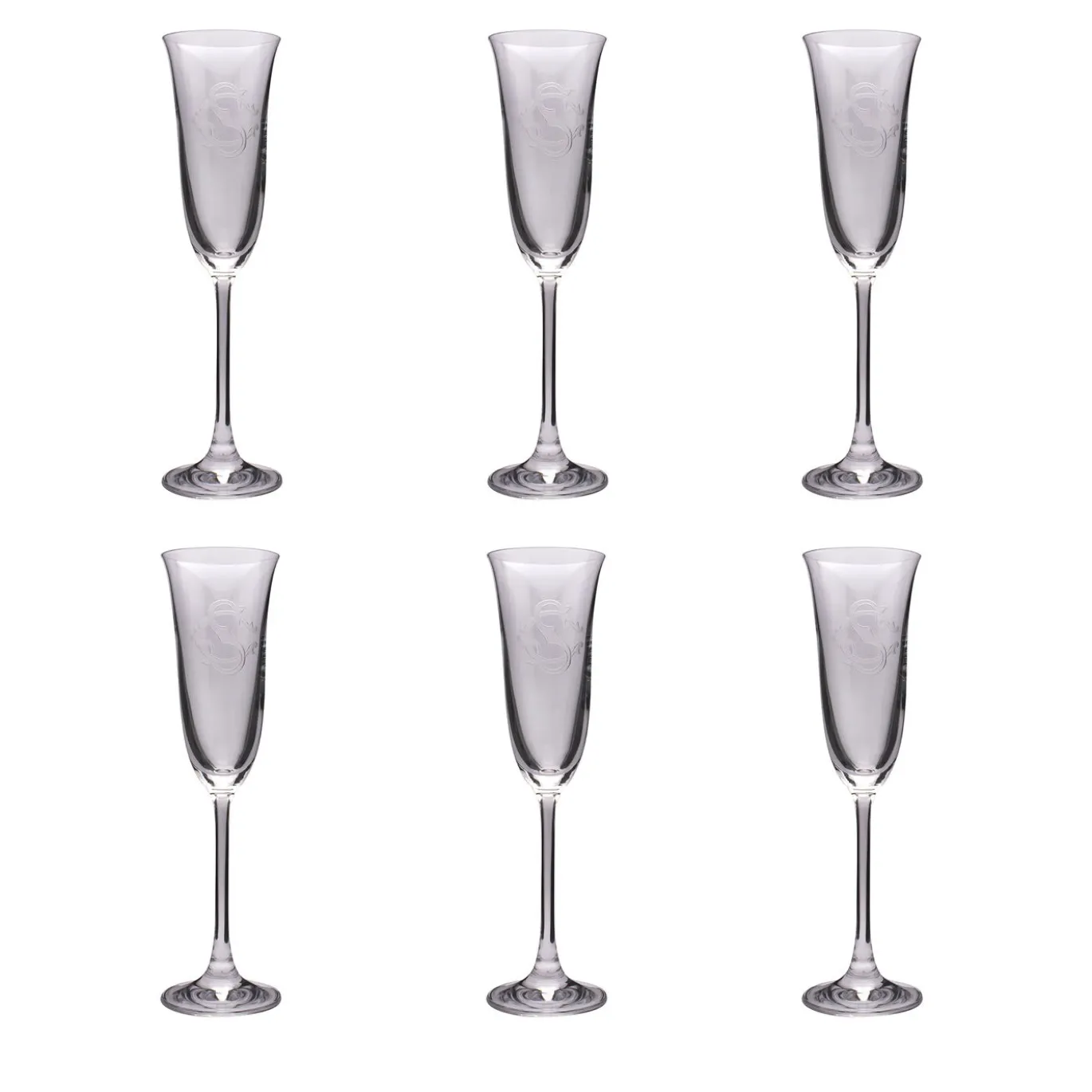 Set di 6 flute da champagne con monogramma