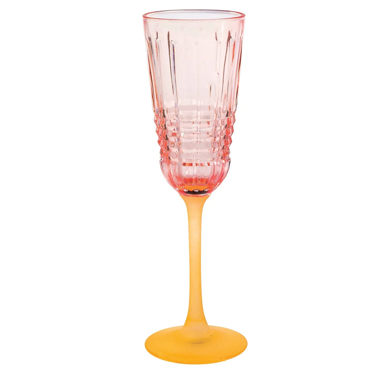 Set di 6 flute Londra rosa con base satinata arancione