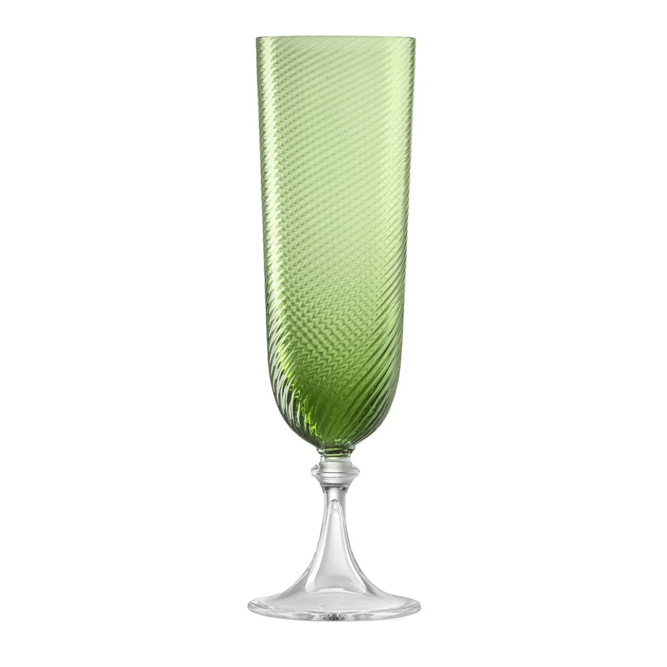 Set di 6 flute Soraya in vetro verde intrecciato