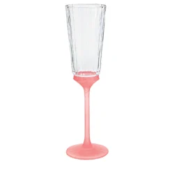Set di 6 flutes Velvet trasparenti con base rosa satinata