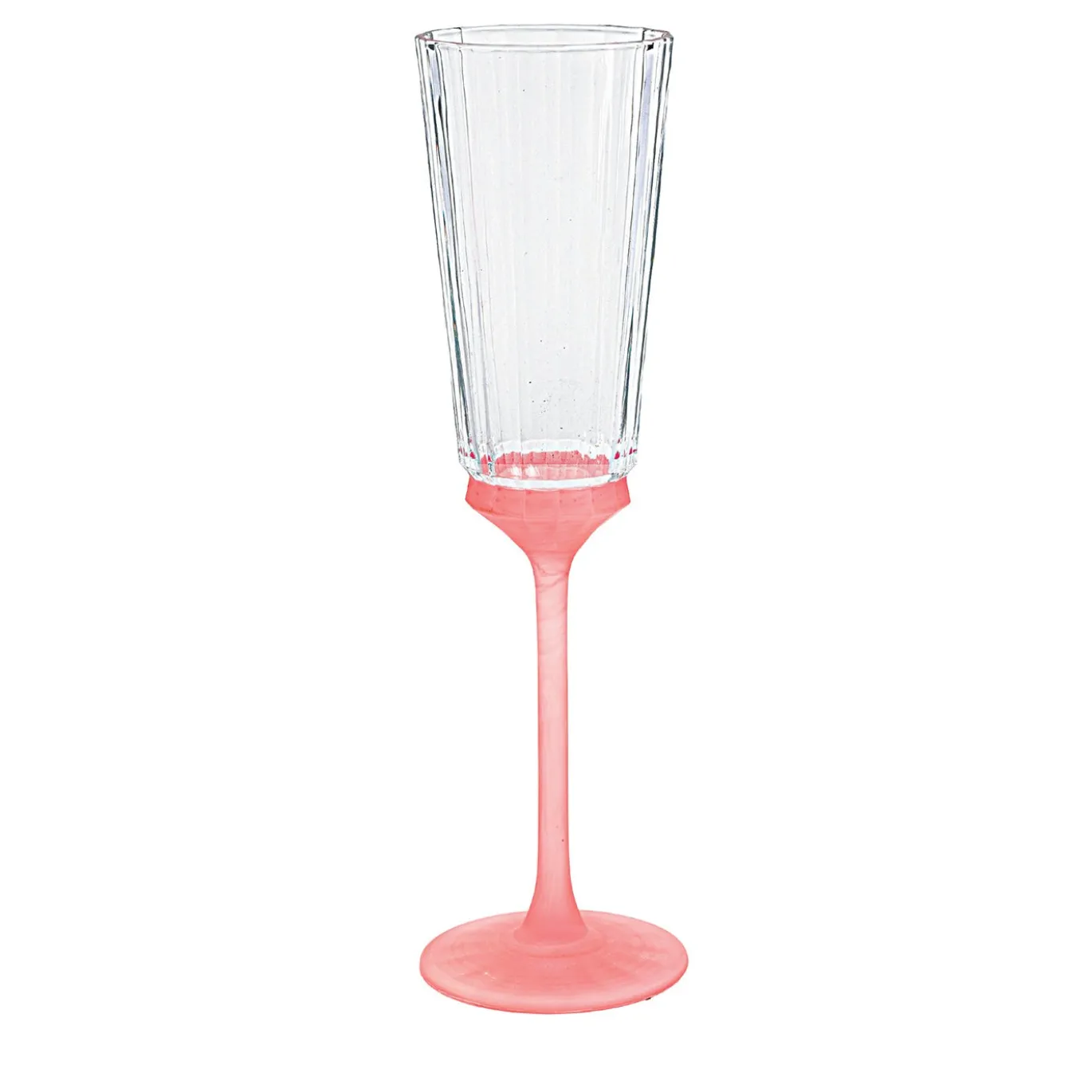 Set di 6 flutes Velvet trasparenti con base rosa satinata