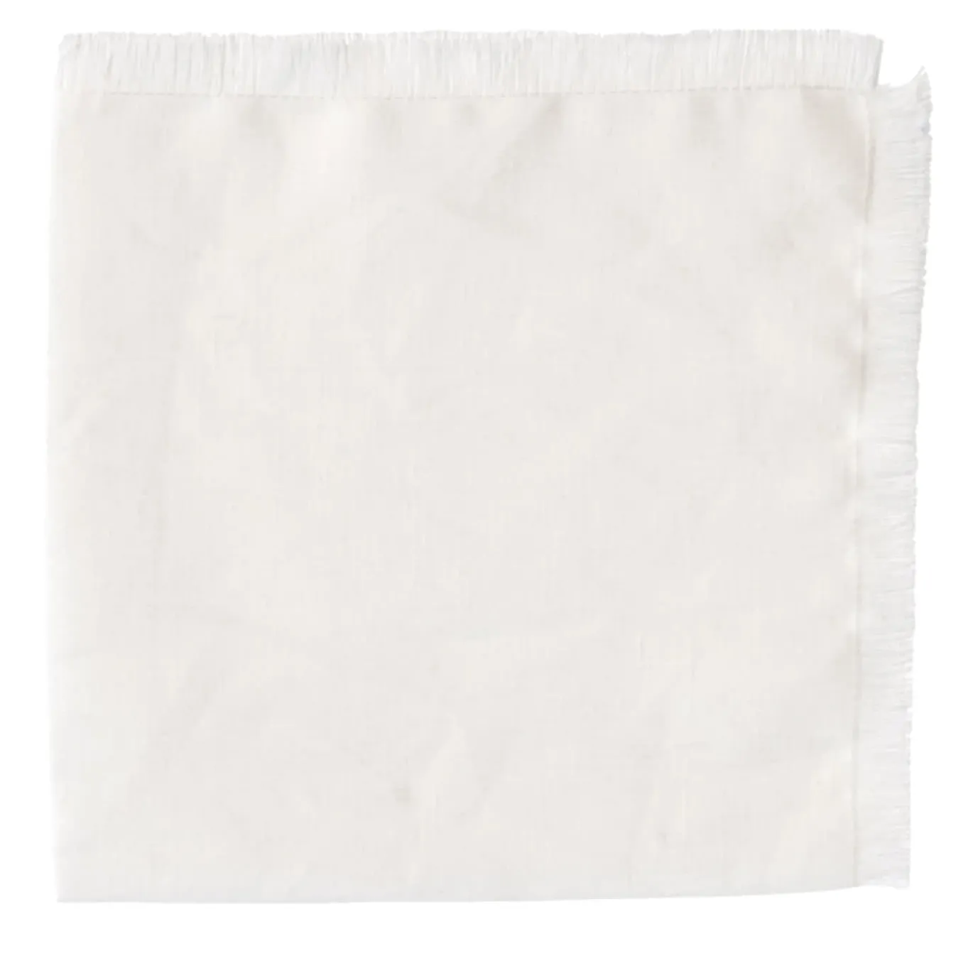 Set di 4 lussuosi tovaglioli di puro lino bianco con frange a mano