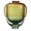Set di 3 pezzi in vetro Murano con bicchieri verdi e ciotola Amber Fungo