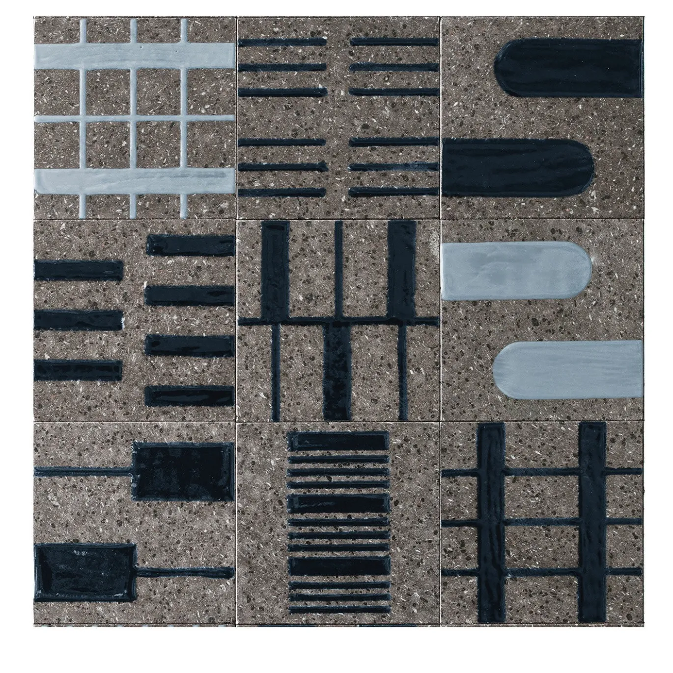Set di 44 piastrelle blu e grigie Alfabeto di Margherita Rui